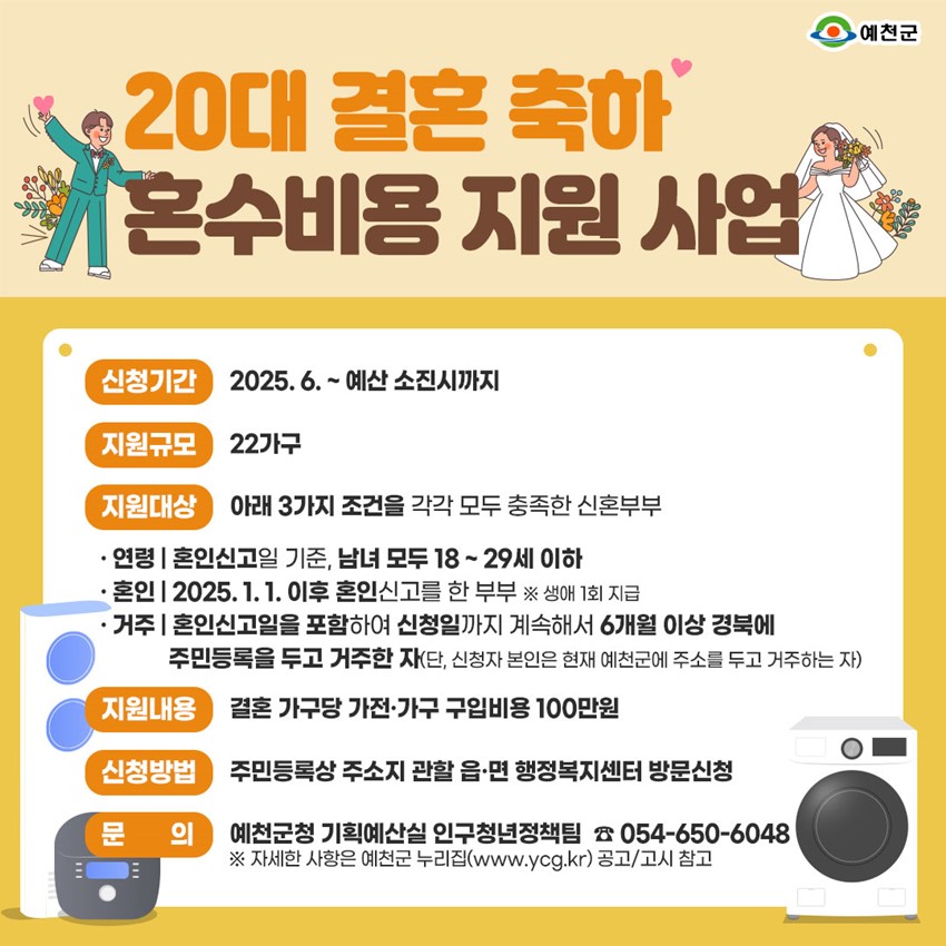 1.20대 결혼 축하! 혼수비용 지원사업 안내